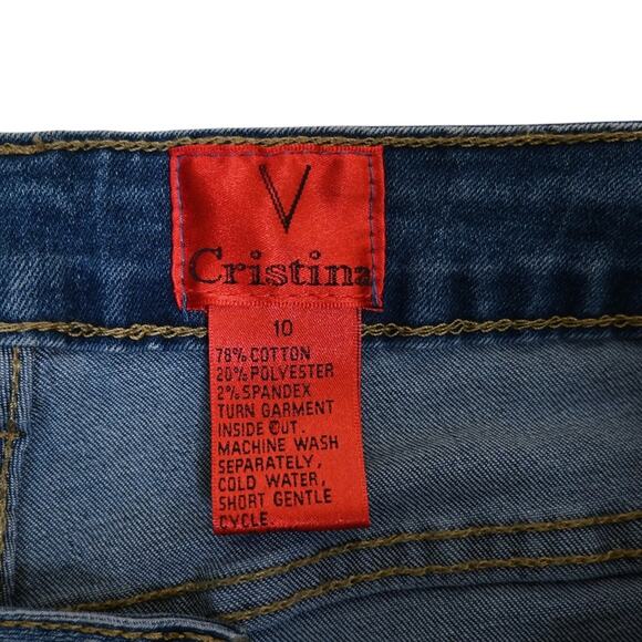 V Christina Womens 10 Medium Wash Tapered Leg Sequin Jean - Picture 10 of 10